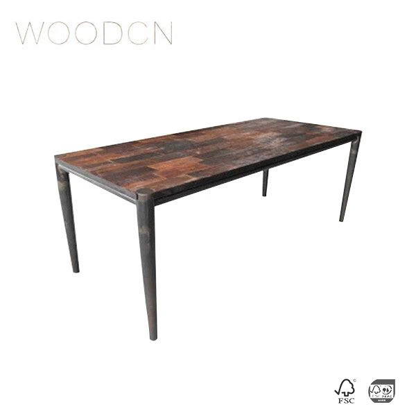 Mesa de chapa de madera de olmo viejo para restaurante